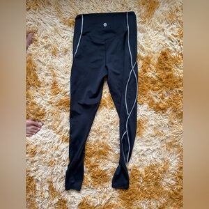 Senita Athletics Black Leggings with White Trim